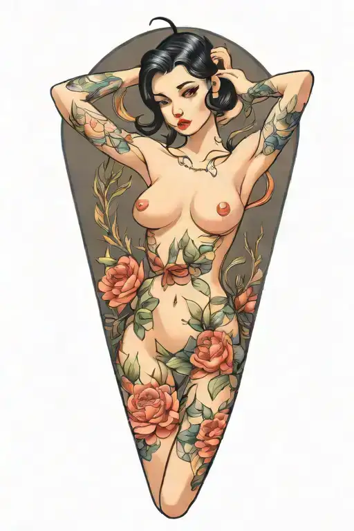 Anime Pinup Girl Nude Woman Posing