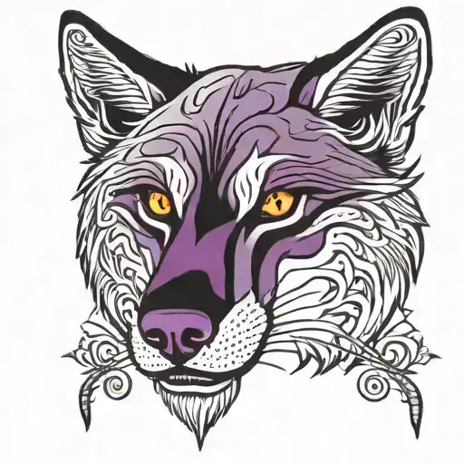Wolf Face Black And Purple