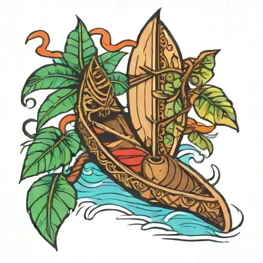 Canoe And Tree Polynesian