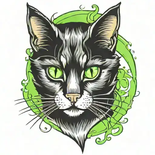 Black Cat With Green Eyes Face
