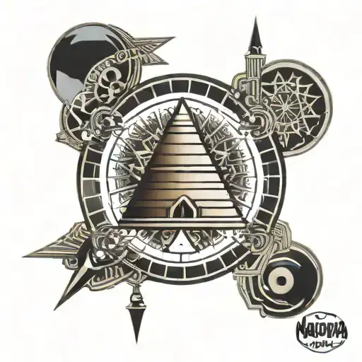Madura Face On Thigh Tattoo Egypt Pyramid Hydro Element Symbol