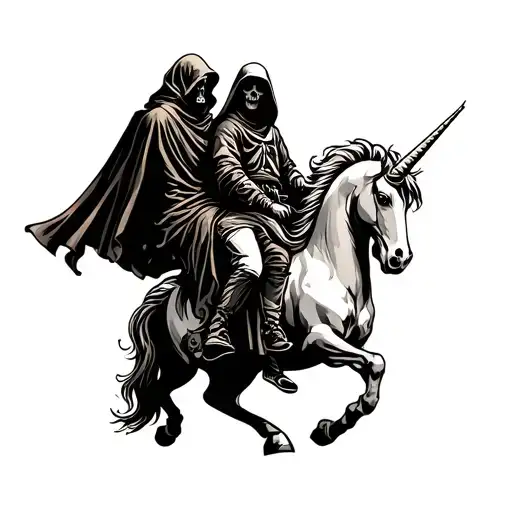 Grim Reaper Riding A Unicorn