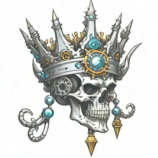 A Futuristic Crown Design Incorporating Elements Of Technology And Machinery