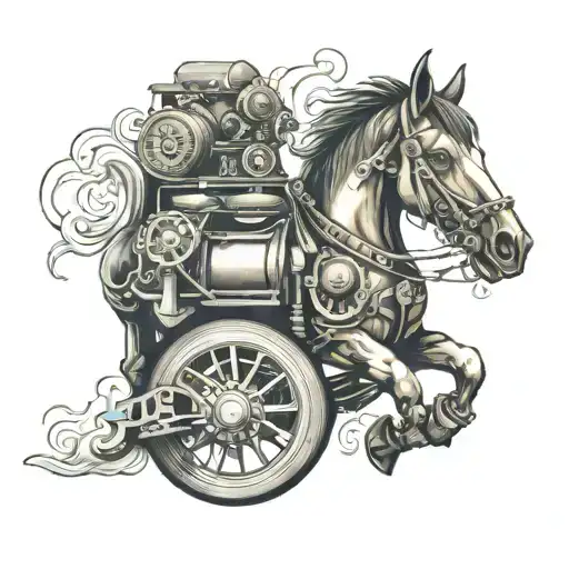 A Tattoo Featuring A Steam-powered Horse