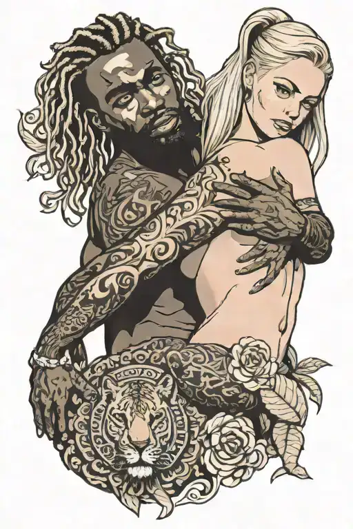 Nude Slim Shy Young Blonde European Girl Ride On Muscular African Man's Back