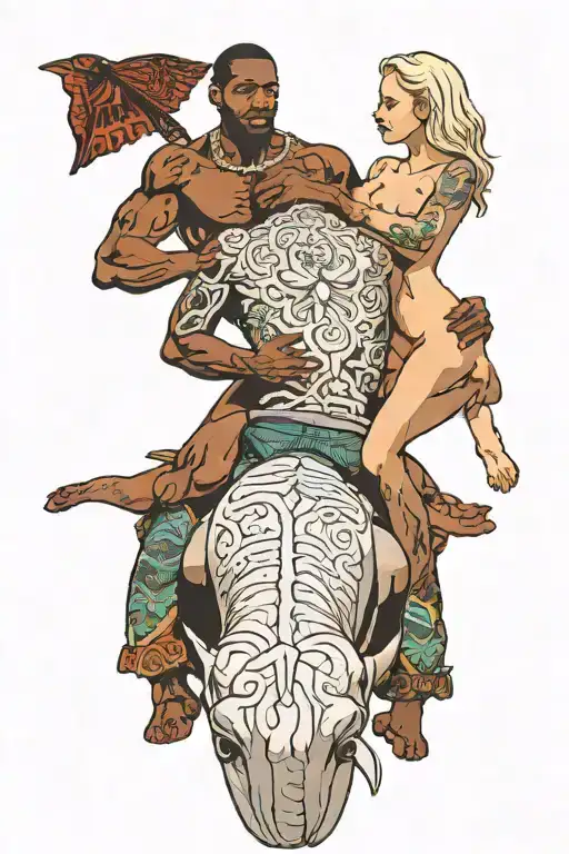 Nude Slim Shy Young Blonde European Girl Ride On Muscular African Man's Back