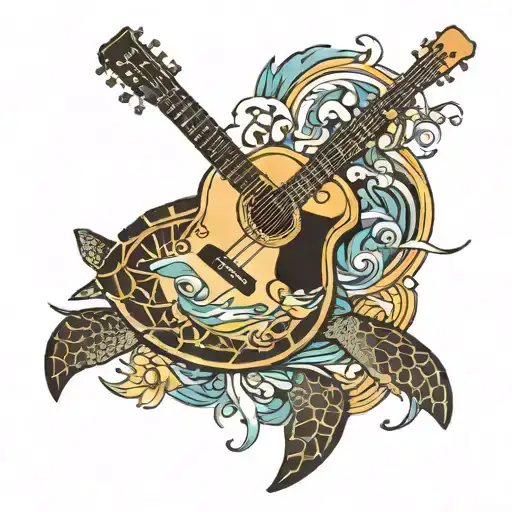 Sea Turtle And Guitar
