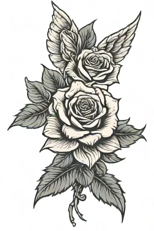 Rose With Angel Wings As Leaves