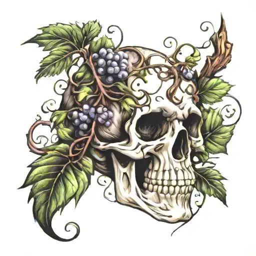 Skull Transforming Into A Grape Vine Wrapping