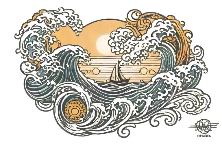 Waves And Sun Rising