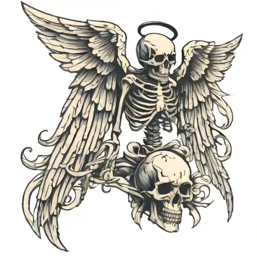 A Skeleton With Angel Wings Representing Death