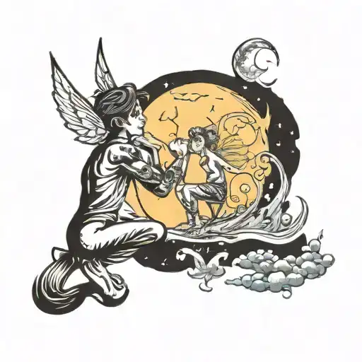 Man Asking The Moon For A Fairy To Appear In Front Of Him