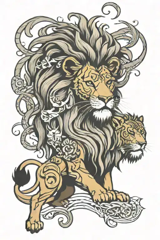 Lion With Jasti Witten Inside The Design