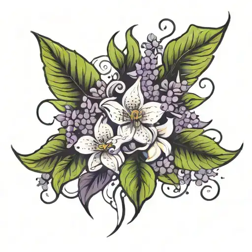 The Word 'Noble' With Lilacs And Vines Surrounding And Wrapping It