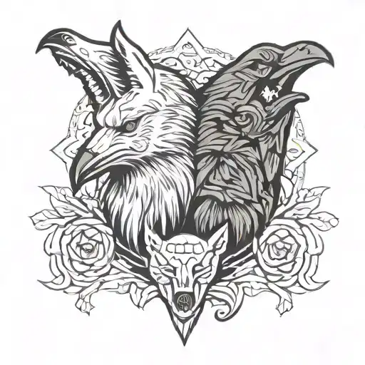 Crow And Wolf Head