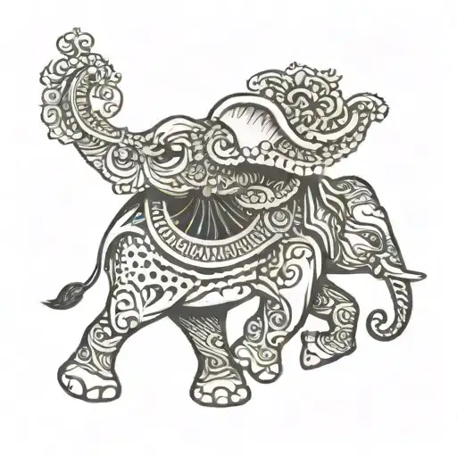 An Elephant Rides A Tattoo Design