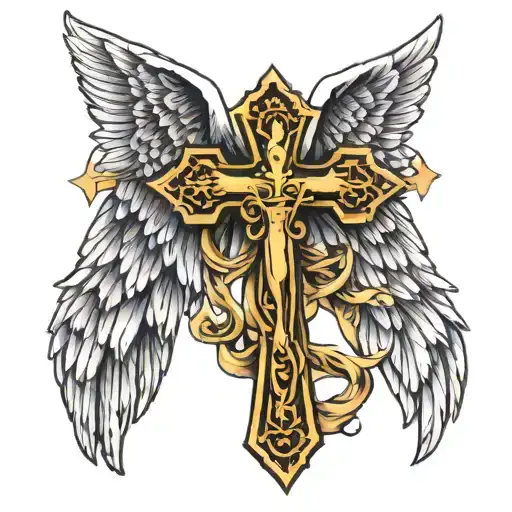 Angel Wings With Cross