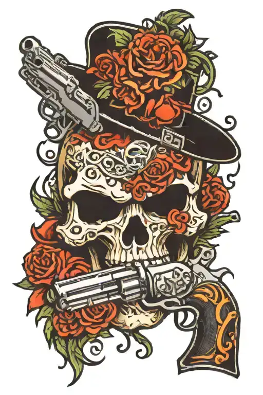 Skull Harley Logo Gun Intertwined