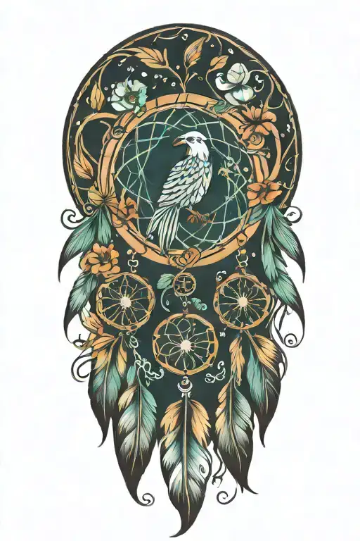 Dream Catcher Phoenix Flowers Intertwined Infinity Symbols