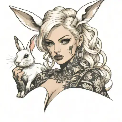 Sexy Blonde White Female With White Rabbit Ears Winks
