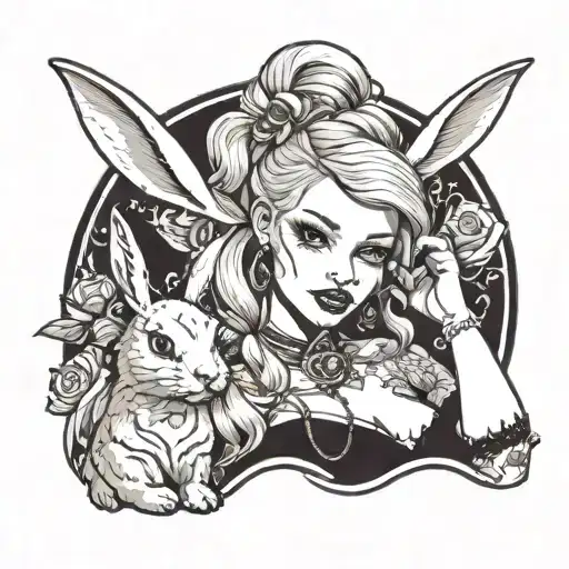 Sexy Blonde White Female With White Rabbit Ears Winking