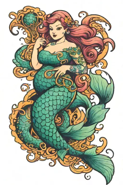 Cute Chubby Mermaid With Tentacles As Lower Body