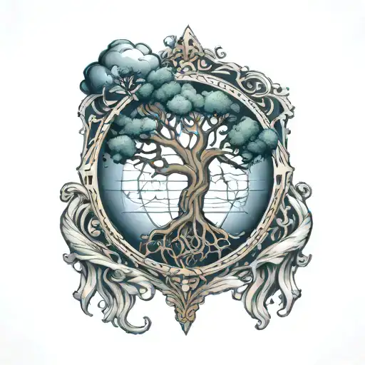 Tree Of Life In Atlas Holding The World