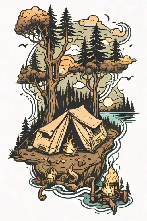 Camping Scene Immersed