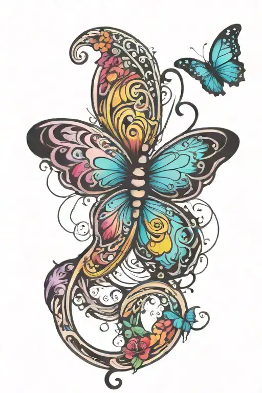 Rainbow Infinity Symbol With Butterfly