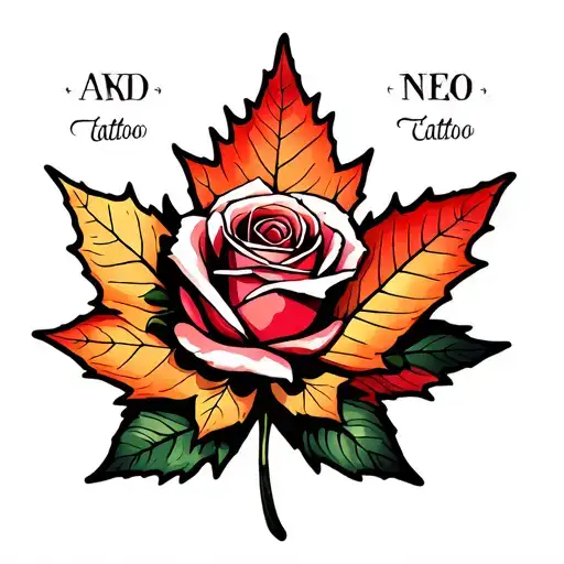 Maple Leaf Intertwined With Rose Intertwined