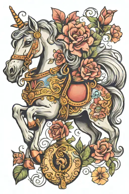 Carousel Horse With Flowers