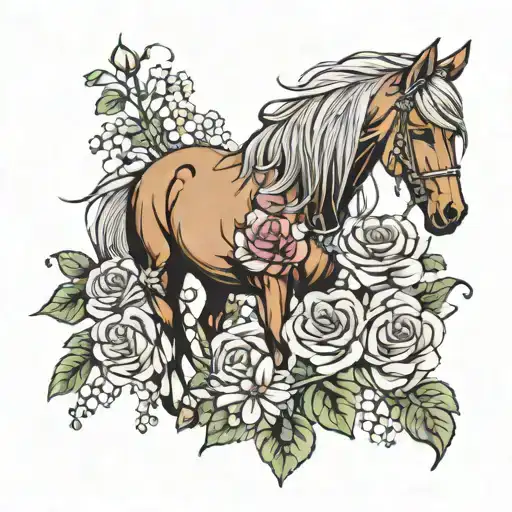 Horse And Daisys Asters And Roses Bouquet