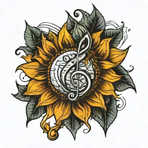 Sunflower With Musical Notes