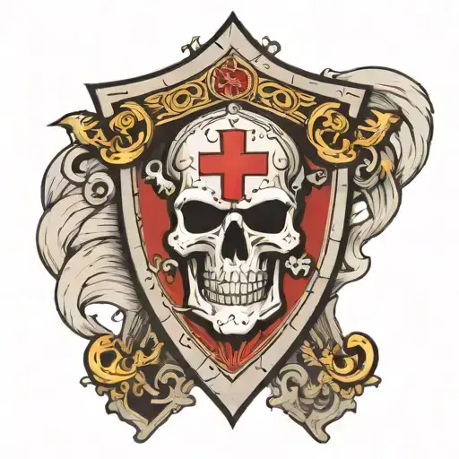 Knights Templar Shield With Skull