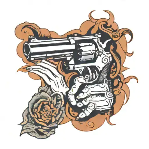 Snub Noise Revolver Gun On Full Right Hand