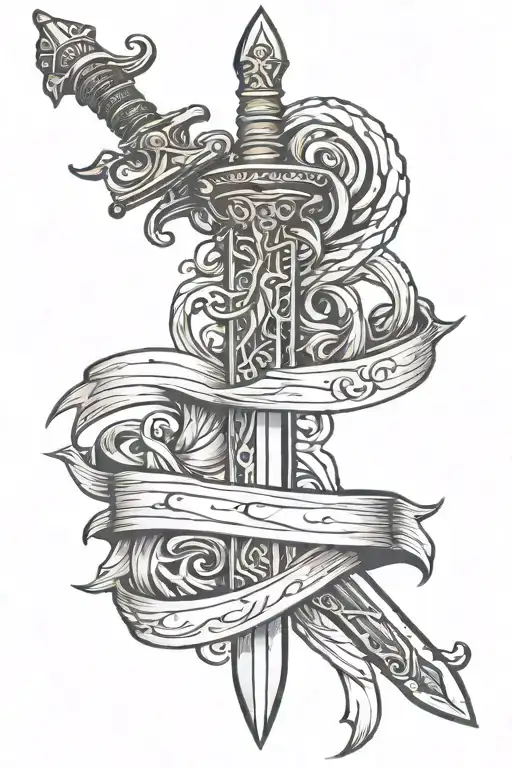 Sword With Ribbon Wrapped