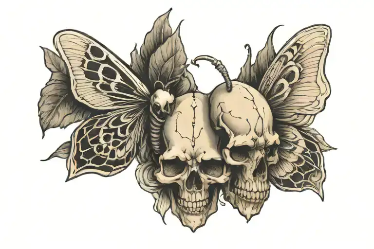 Moth Skulls Facing Each Other