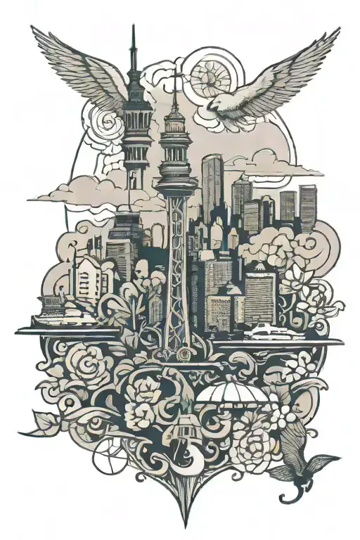 Auckland City Skyline In The Background