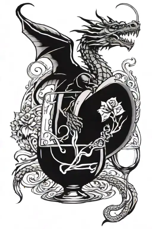 Dragon Wrapped Around Wine Glass Filled