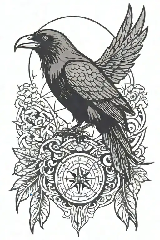 Minimalist Raven Wrist Tattoo Design Combining Elements