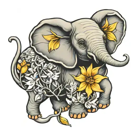 Babu Elephant Holding Daffodil