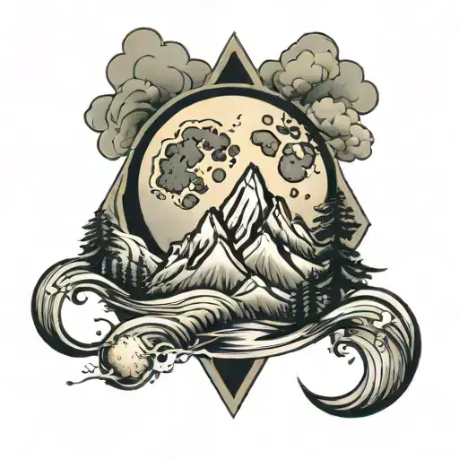 Mountains And Full Moon