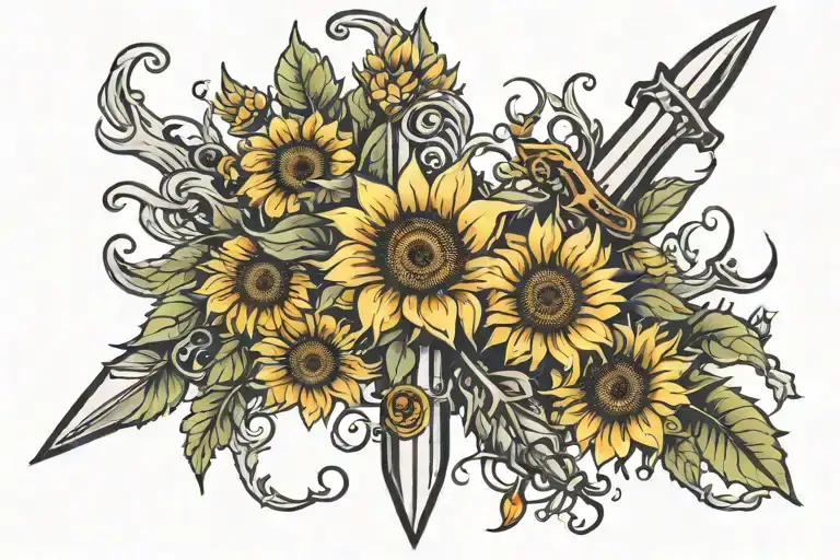 Dagger With Sunflowers