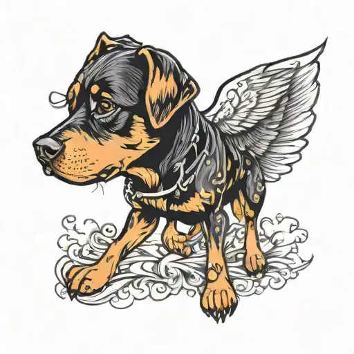Mongrel Rottweiler Pinscher Adult Girl With Wings
