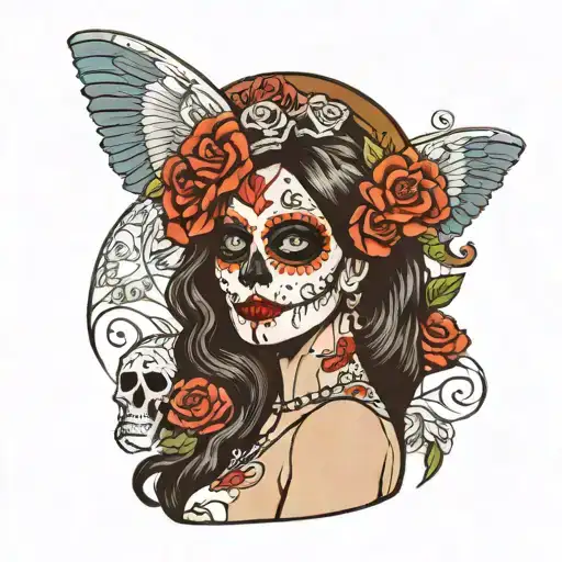 Day Of The Dead Lady With Skull Showing