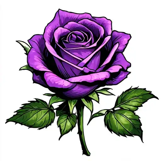 Small Purple Rose With White Tips Touch Without Leaf