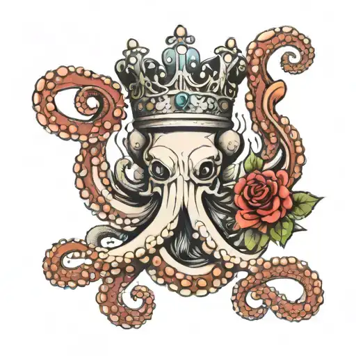 Octopus Holding A Crown Made