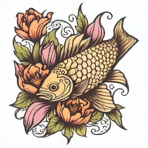 Fish Floral Tulips Design