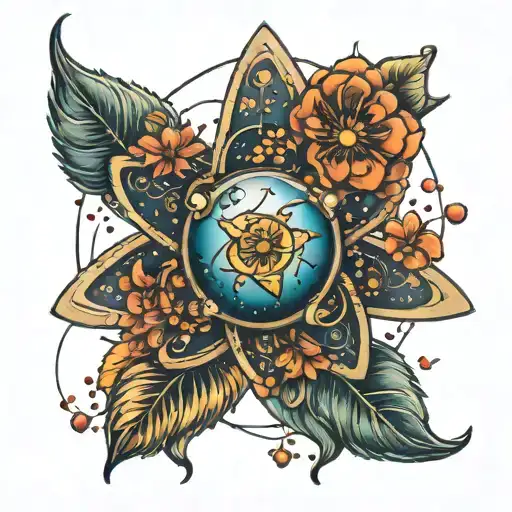 Floral Nasa Space With Atoms