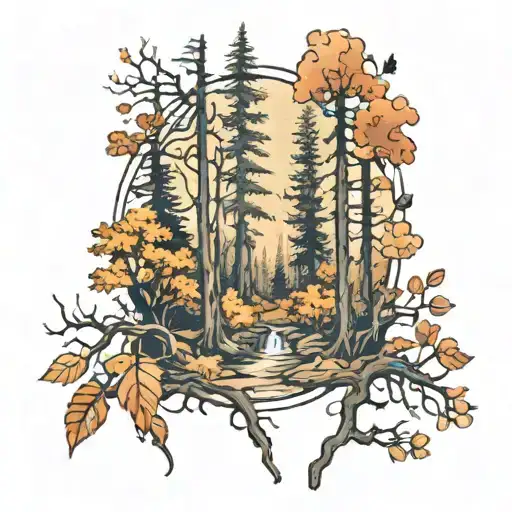 A Rust Colored Forest Scene